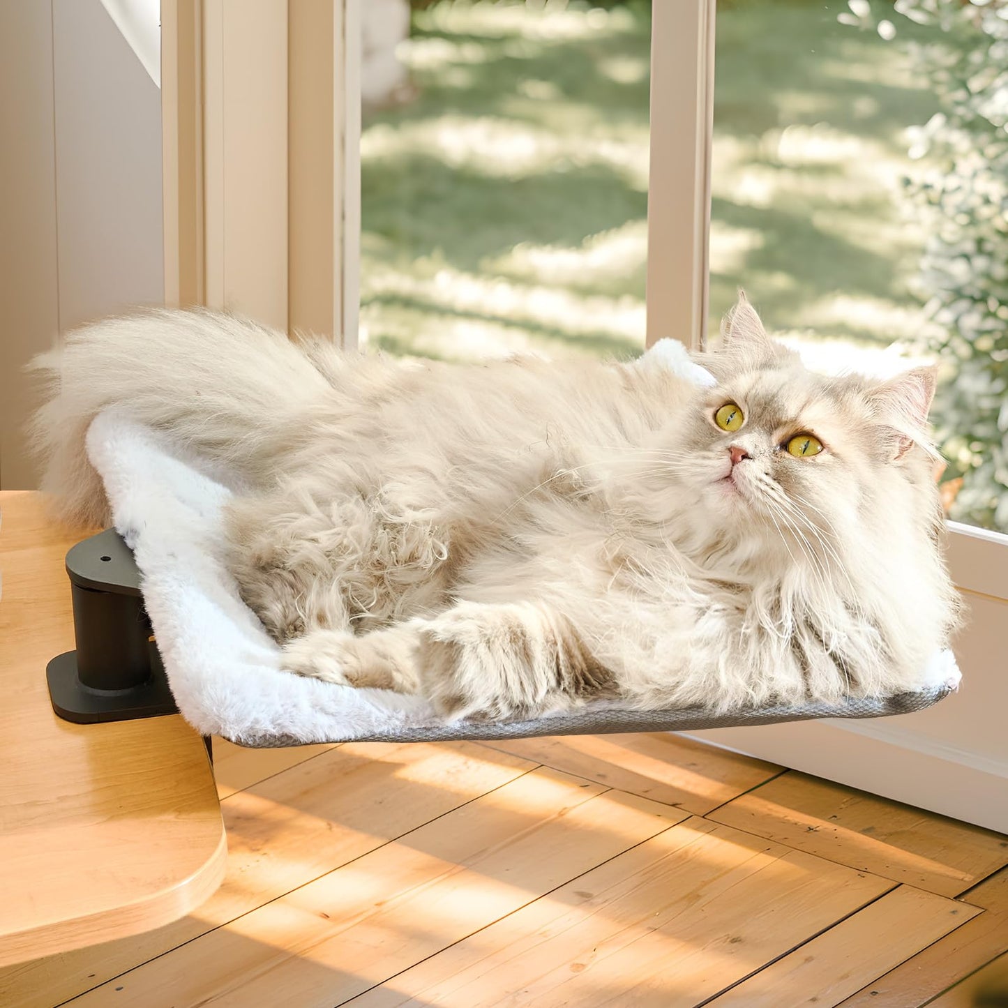 CATISM Cat Desk Bed Soft Square Desktop Bed Desk Clamp Kitty Beds Up To 55 lbs Perfect Office Work Deskcat Beds Cat Hammock Indoor Cats with 2 Pet