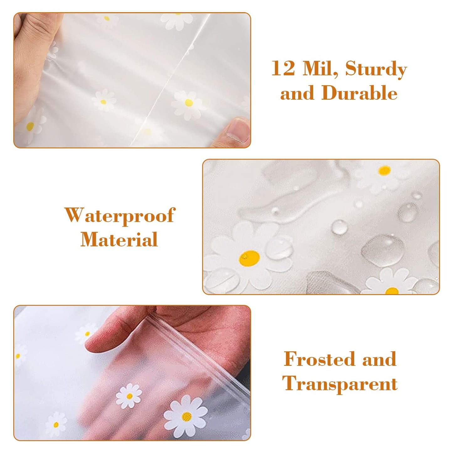 15 Pcs Waterproof Clear Drawstring Storage Bags, Daisy Print Zip-Lock Bags