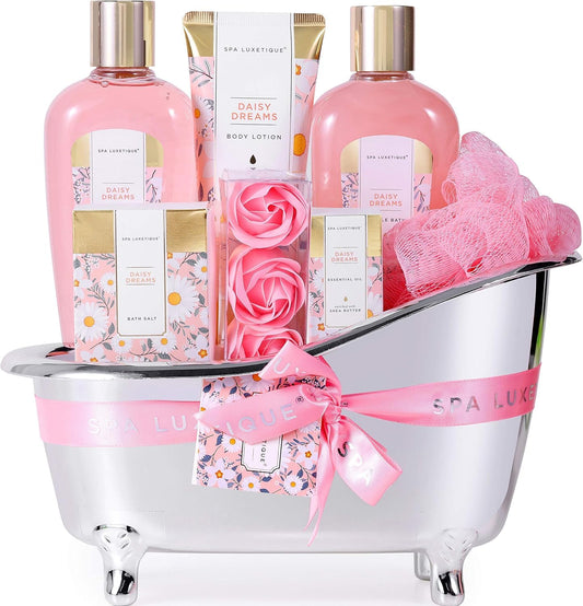 Gift Sets for Women-Spa Luxetique Spa Gift Set, 8pcs Daisy Pamper Bath Set, Bath Gift Sets, Birthday Gifts with Essential Oil, Body Lotion, Bath