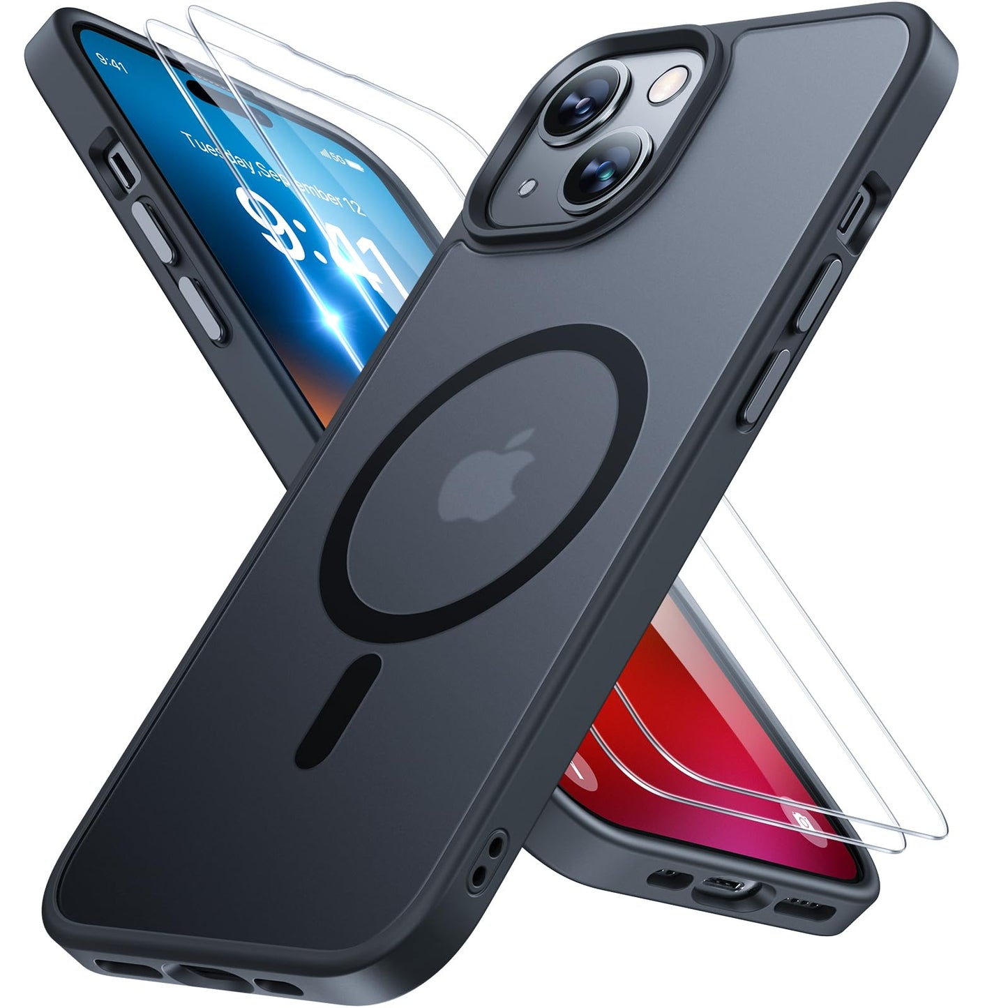 Miracase Magnetic for iPhone 15 Plus Case 6.7 inch (Compatible with MagSafe)?with 2X Screen Protectors? Military-Grade Protection, Anti-Fingerprint