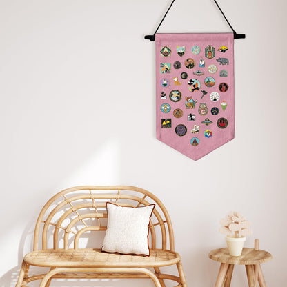 GAZIL Pin Badge Display Organizer, Canvas Brooch Holder Banner for Pin Badges, Rosette & Enamel Pin Storage Case