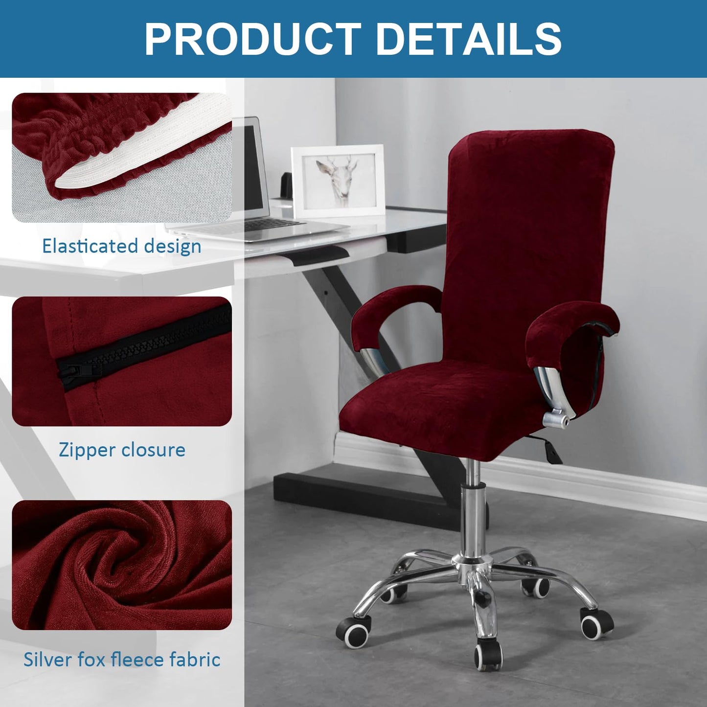 YushengTai Velvet Office Chair Cover, Chair Covers with Armrest, Seat Cover, Office Chair, High Back Seat Cover, Gaming Chair Cover