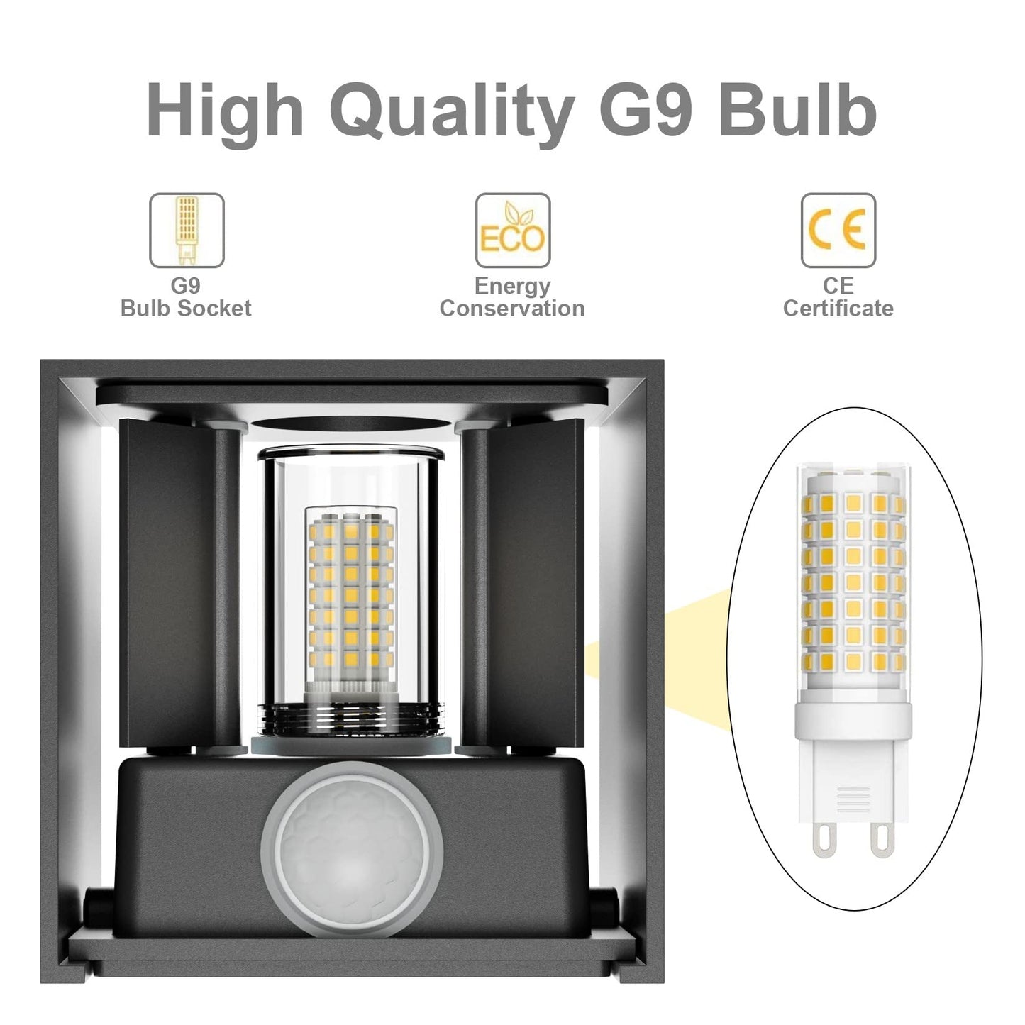Klighten 2PCS Outdoor Wall Light with Motion Sensor, Waterproof IP54 Outside Wall Lamps with Sensor, Adjustable Beam Angle, Natural White 4000K, Dark