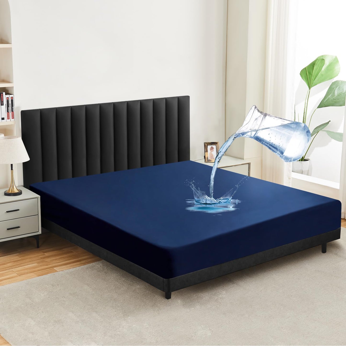 mafudoxi Waterproof Mattress Protector, 160 x 200 cm, Incontinence Fitted Sheet, Breathable Mattress Protector, Bed Sheet, Moisture Protection