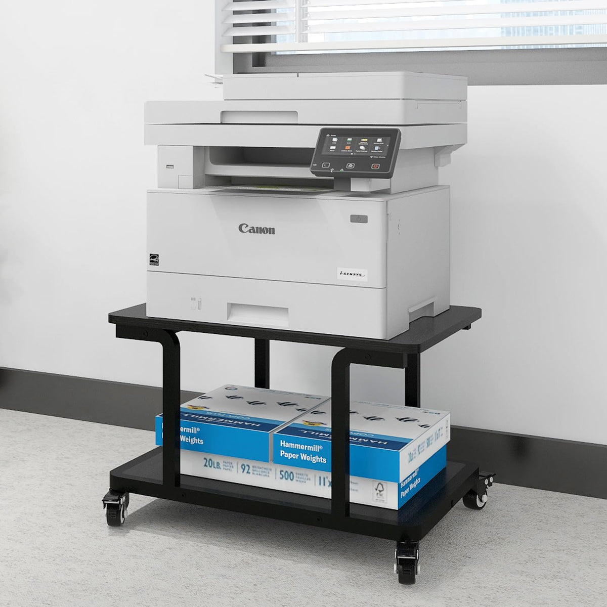 PUNCIA 2-Tier Laser Printer Stand with Storage Shelf Movable Copier Stand