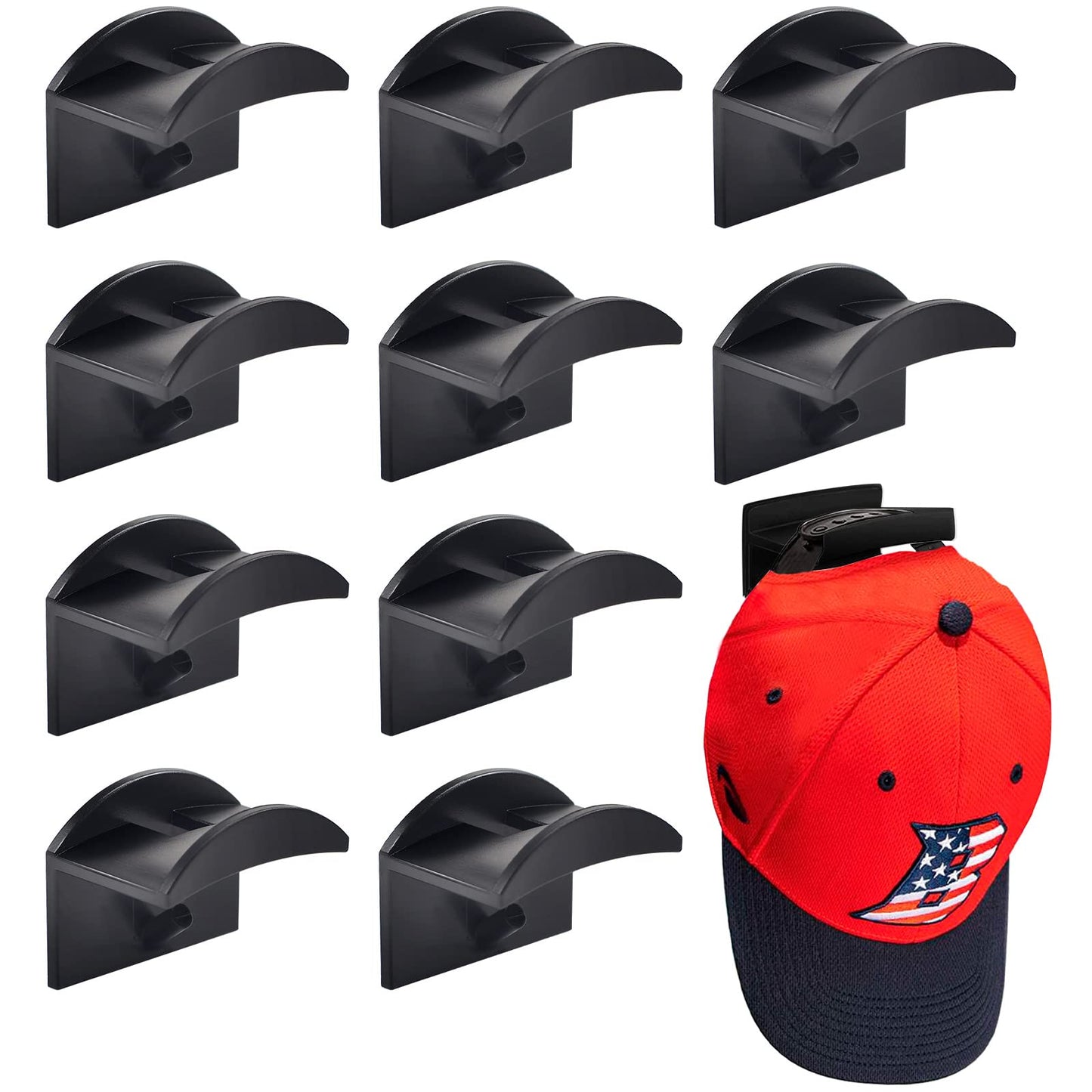 10 Pack Adhesive Hat Holder Cap Hook for Wall Mount No Drilling Hat Rack