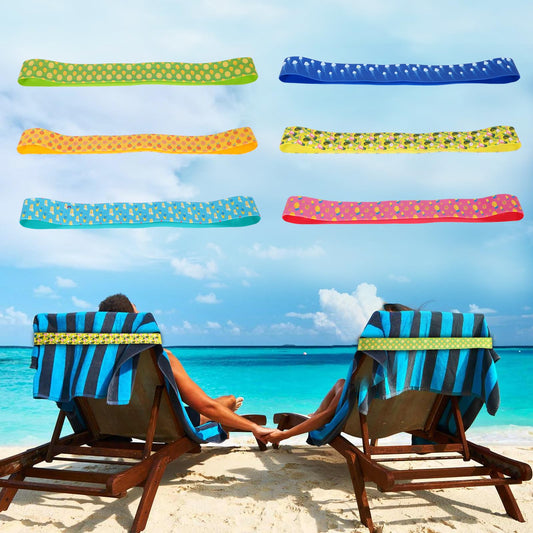 Kaket Elastic Beach Chair Clips Bands 6PC, Beach Towel Holder Rubber Elastic, Beach Chair Bands for Towel, Beach Chair, Pool, Cruise Chairs (6 PCS,
