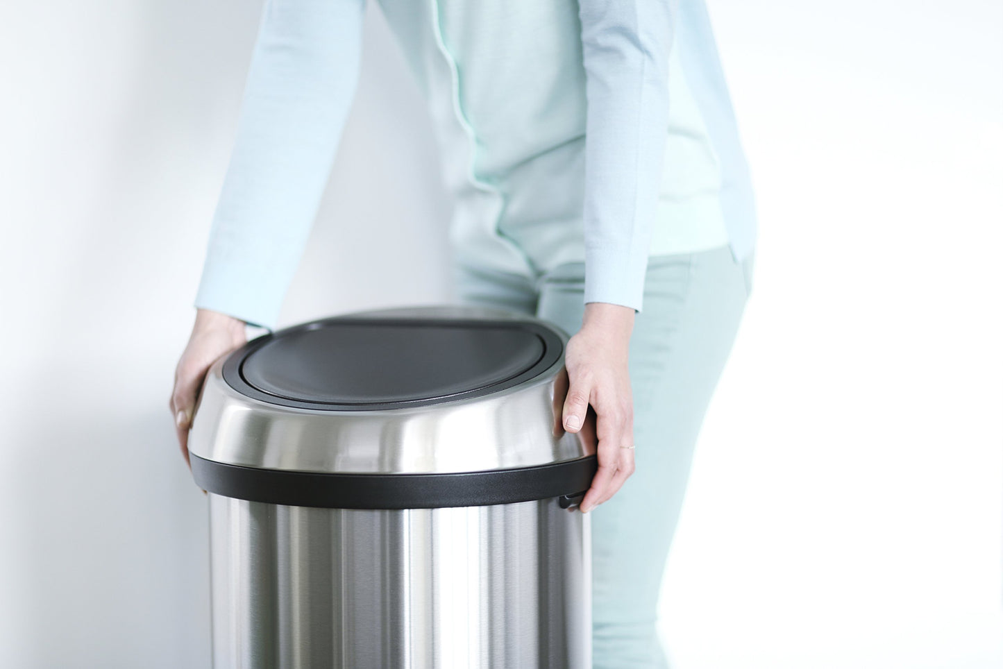 Brabantia Touch Bin, Brilliant Steel/Matt Black Lid, 60L