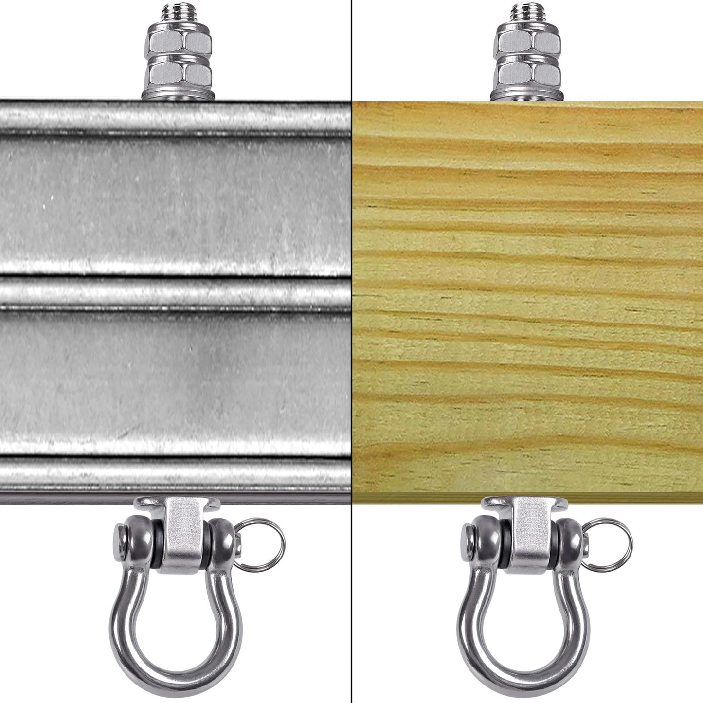 BeneLabel 4pcs Swing Hanger Bearing, Heavy Duty Hammock Hook M10 Hanging Chair Screw Eye Bolt 225mm Swivel Ceiling/Beam Mounting Bracket Kit for Yoga