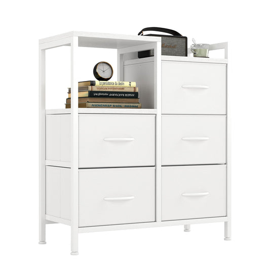 Flrrtenv Chest of Drawers, Bedroom Storage with 5 Drawers, Fabric Dresser with Shelf, Sideboard for Entryway Hallway Living Room, Closet Storage