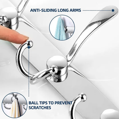 GlazieVault Coat Hooks for Wall - Stainless Steel Coat Racks 2 Pack - Heavy Duty Coat Hook Wall Mounted