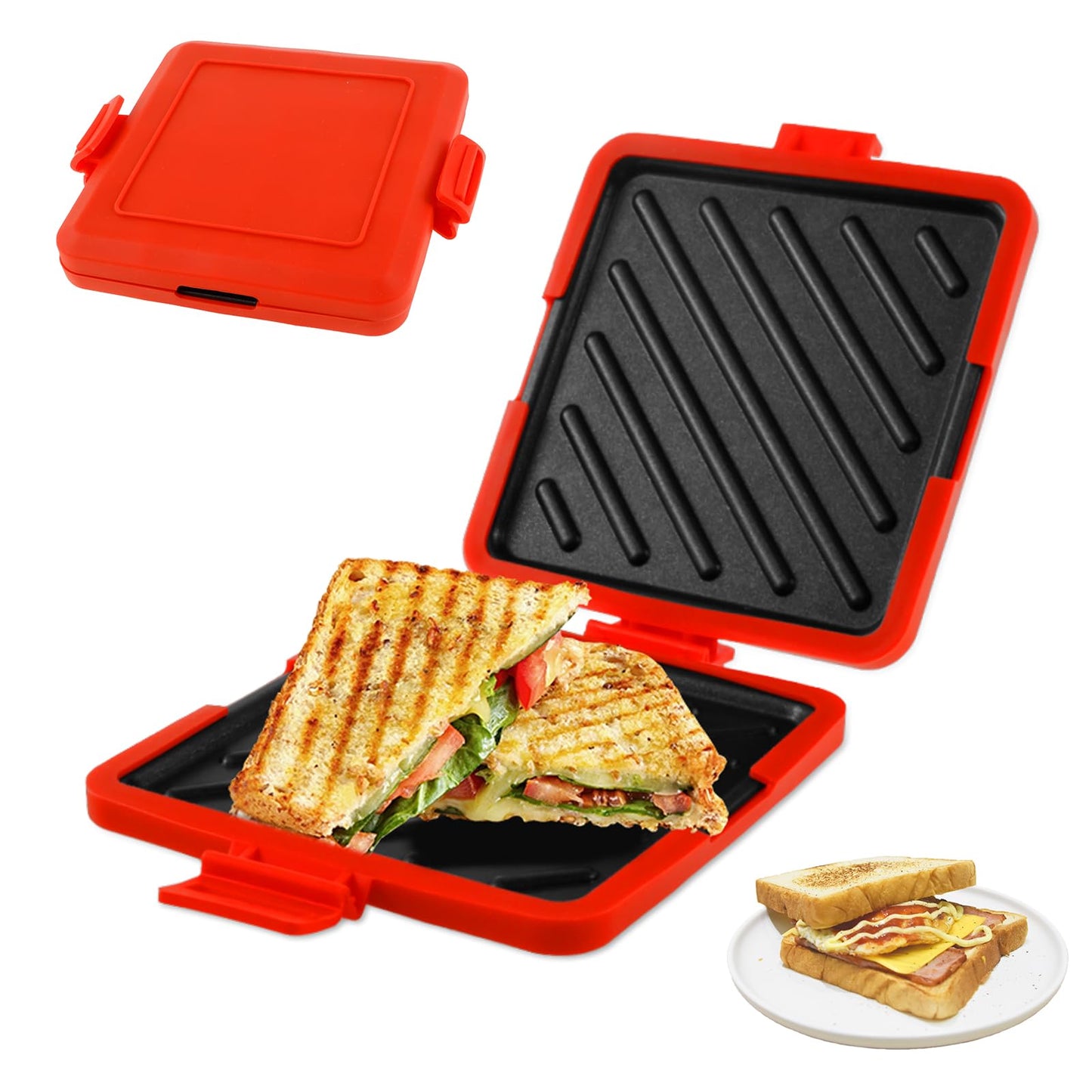 Microwave Toastie Maker,Microwave Toastie Sandwich Maker Silicone Micro Toastie Maker Non-stick, Toastie Sandwich Maker and Grill Heatwave Technology