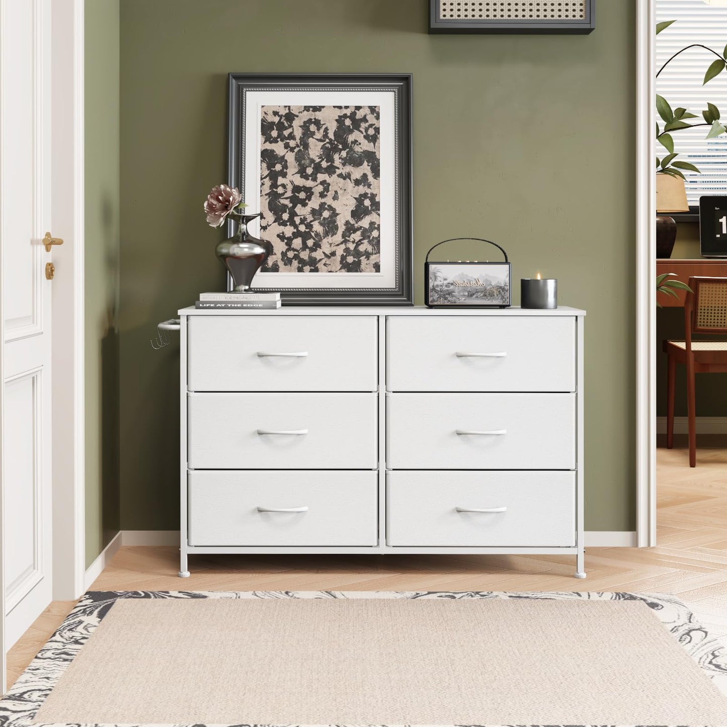 Modern Chest of Drawers 6-Drawer Storage Units Bedroom White(100x30x65cm)