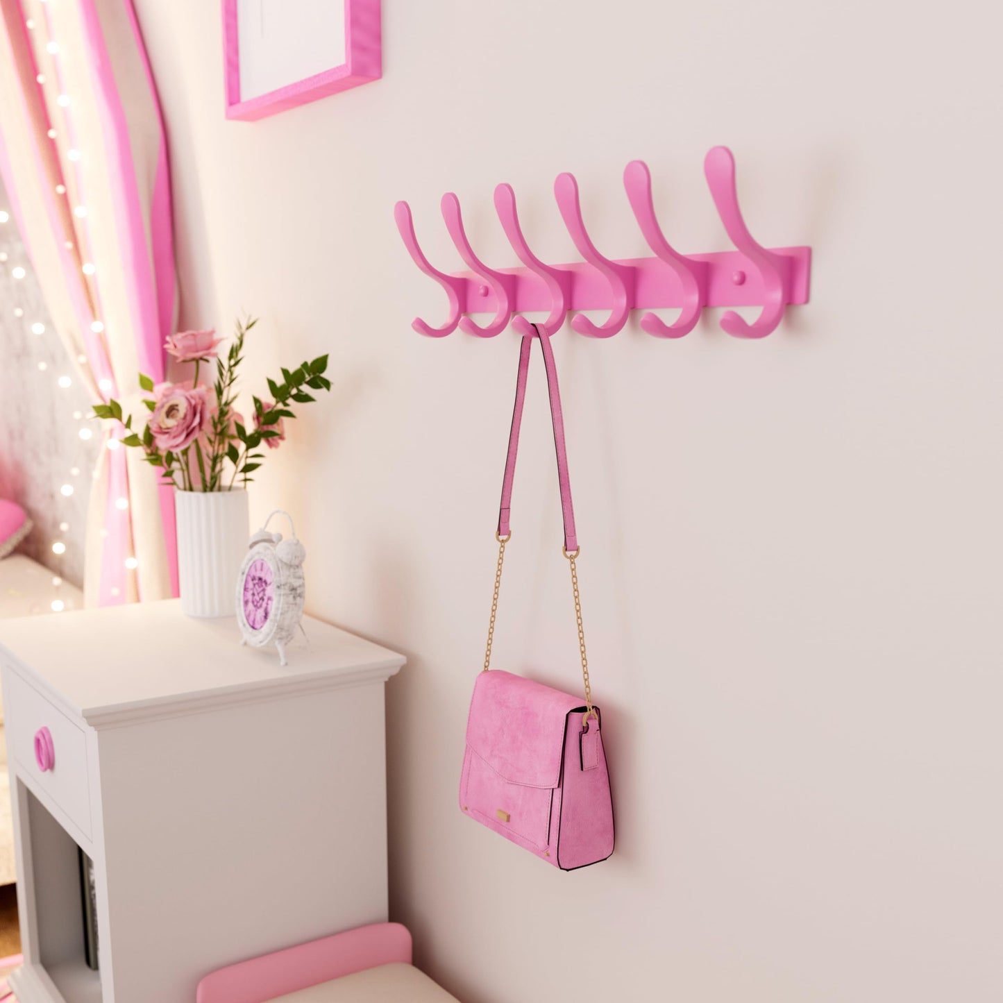 SKOLOO Coat Rack Wall Mounted - 6 Hooks, Pack of 2, Heavy Duty, Stainless Steel, Metal Wall Coat Hanger, Sturdy Wall Hooks for Hanging Coat, Jacket