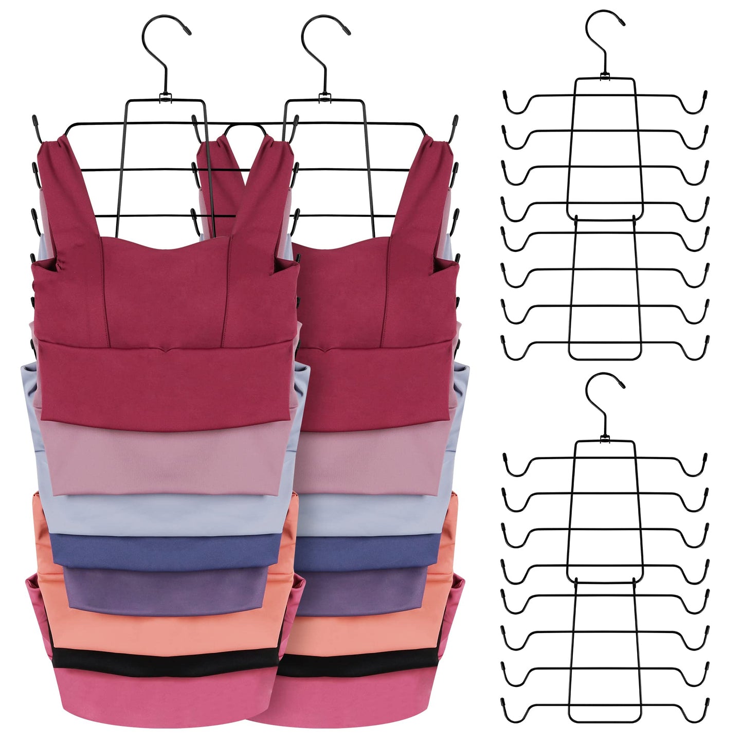 ZEDODIER Tank Top Hanger, 4 Pack Space Saving Hangers, Non-Slip Hanging Bras Holder, Closet Organizers and Storage for Tank Tops, Camisoles