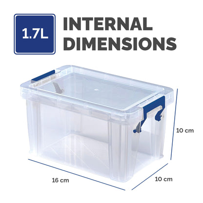Bankers Box Storage Box 1.7L 10 Pack - BPA-Free, Stackable Plastic Organizer with Clip-Lock Lid