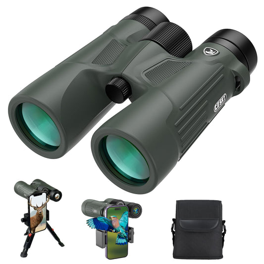 Gosky 10X42 HD Binoculars for Adults With Phone Adapter, High Power BAK4 Prism and FMC Lens, Waterproof for Bird Watching, Hunting, Traveling, Outdoor