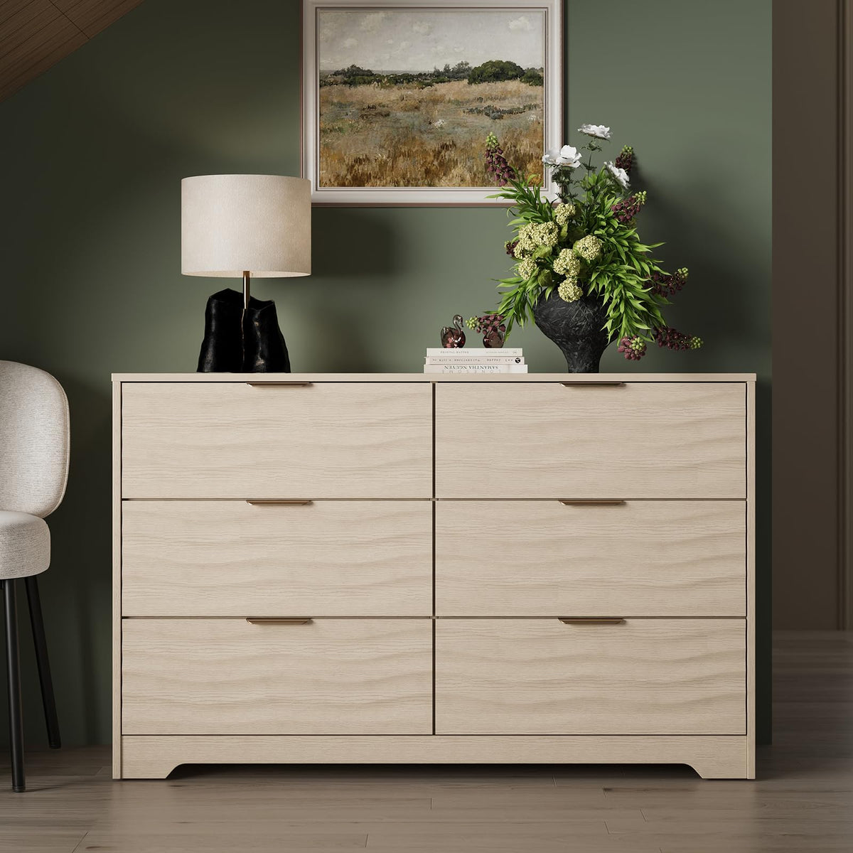 Chest of Drawers 6 Drawers Storage Drawers, Wooden Chest Cabinet with Spacious Clothes Storage, Bedroom Furniture Dresser