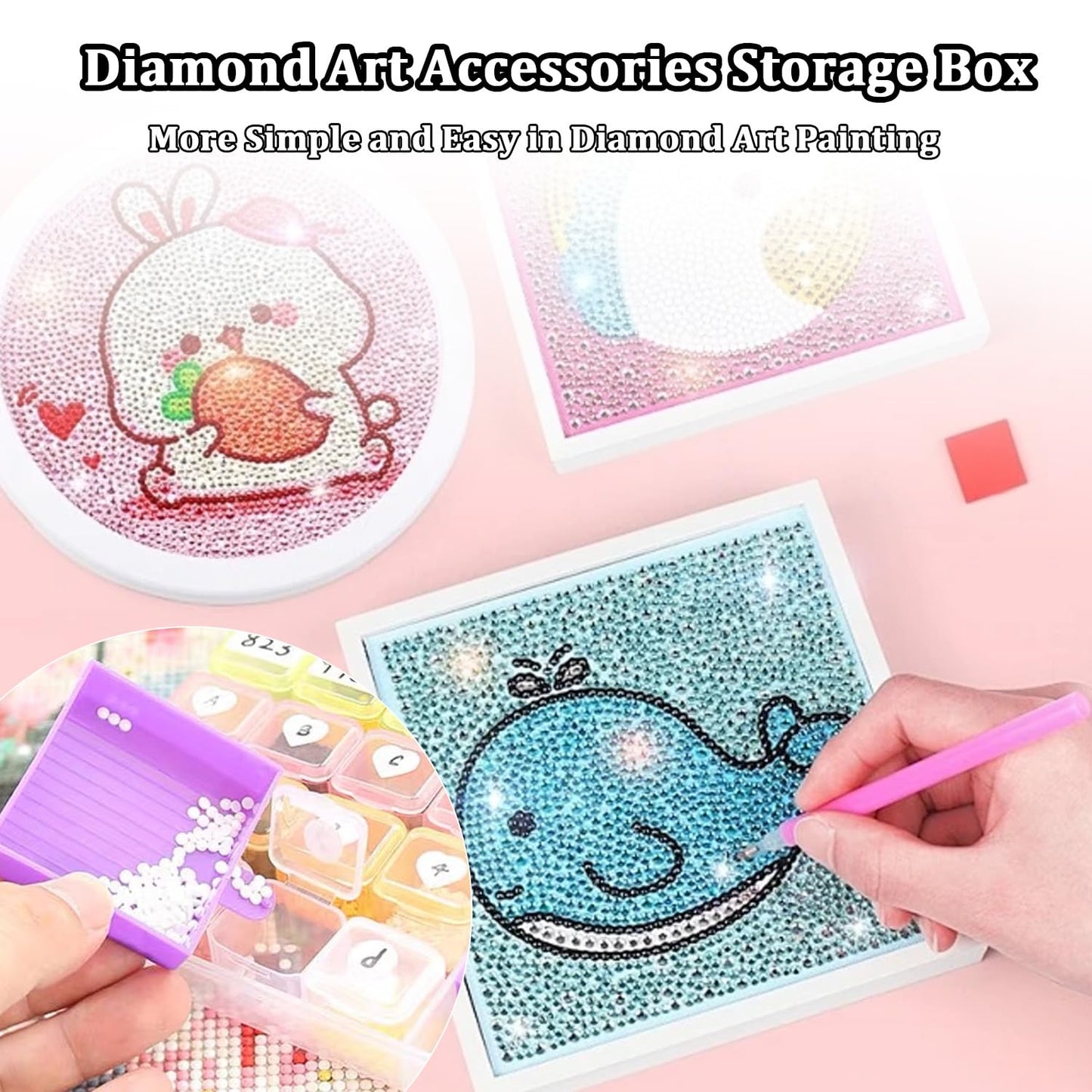 17x11cm Small Storage Box with Lid 28 Grids Diamond Art craft Storage Box with Compartments Clear Plastic Organiser Bead Screw Storage Boxes Jewelry