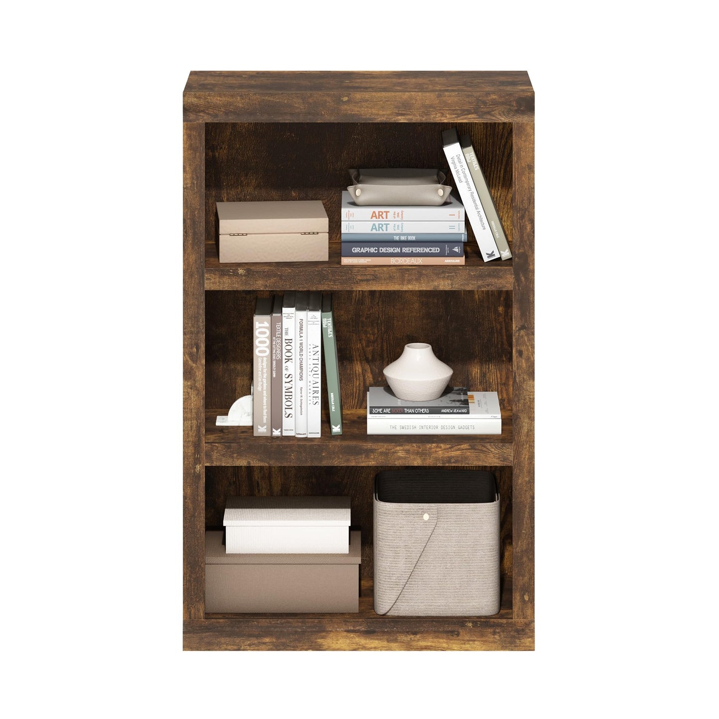 Furinno RAIL Book Shelf, 3-Tier Bookshelf, Bookcase with Open Shelf, 25.65 x 62.48 x 99.06 cm, for Living Room, Bedroom, Home Office, Amber Pine