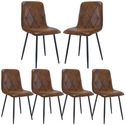 Artist Hand Set of 6 Dining Chairs for Living Room Dining Room, Vintage Faux Suede Dining Chairs Set of 6 with Upholstered Seat Solid Metal Legs