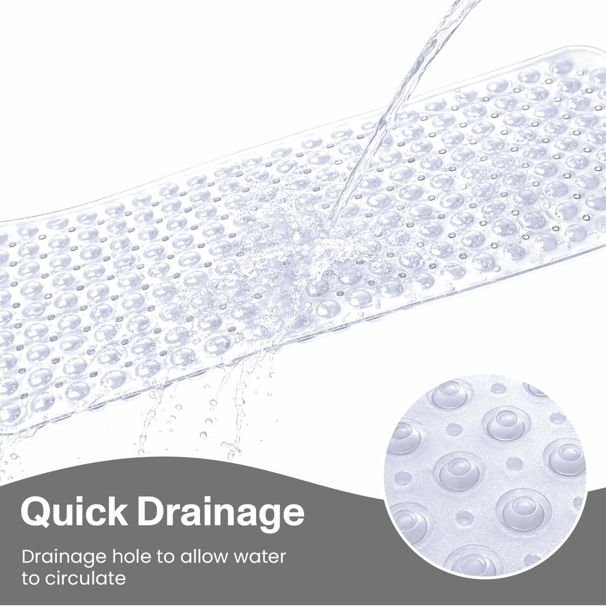 MOONLIGHT20015 Square Shower Mat Non Slip Anti Mould - 53x53cm Rubber Bath Mat PVC Shower Mats for Inside Shower with Strong Suction Cups Grip and