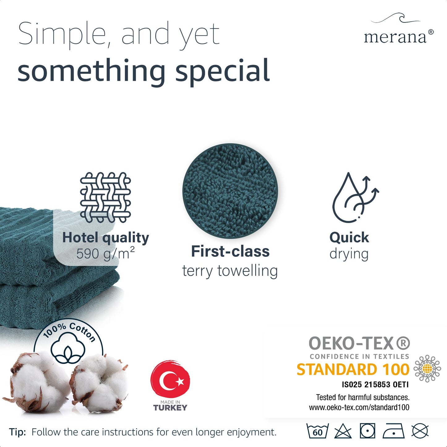 Merana OSLO towel set | quick-drying, soft & lint-free | terry luxury quality | 100% cotton terrycloth | OEKO-TEX | 590 GSM | guest & face towel