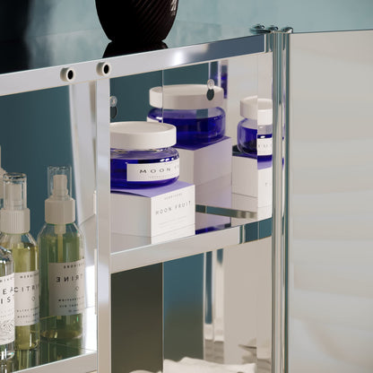 Bath Vida Tiano Bathroom Cabinet Double Mirror Wall Mounted Stainless Steel Modern Storage Cupboard