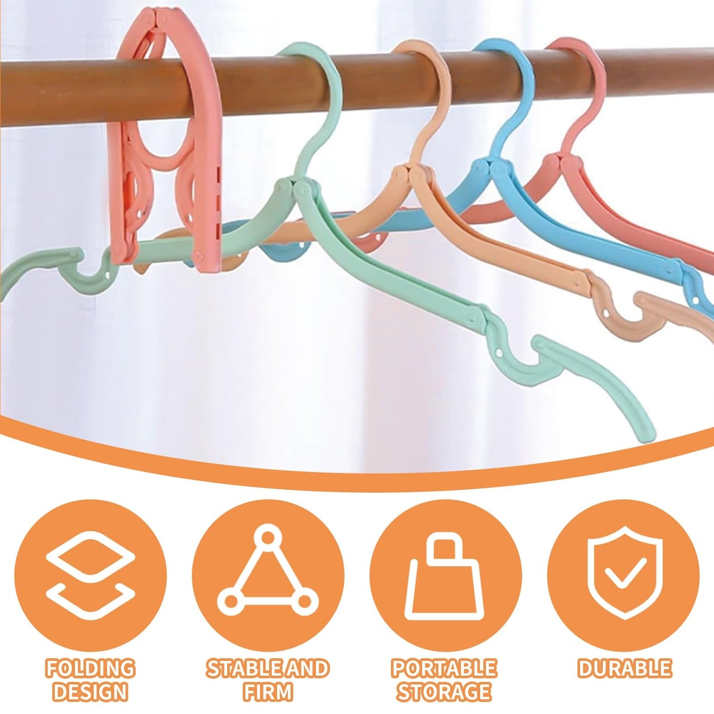 20 PCS Folding Clothes Hangers,10 Color Portable Travel Coat Hanger