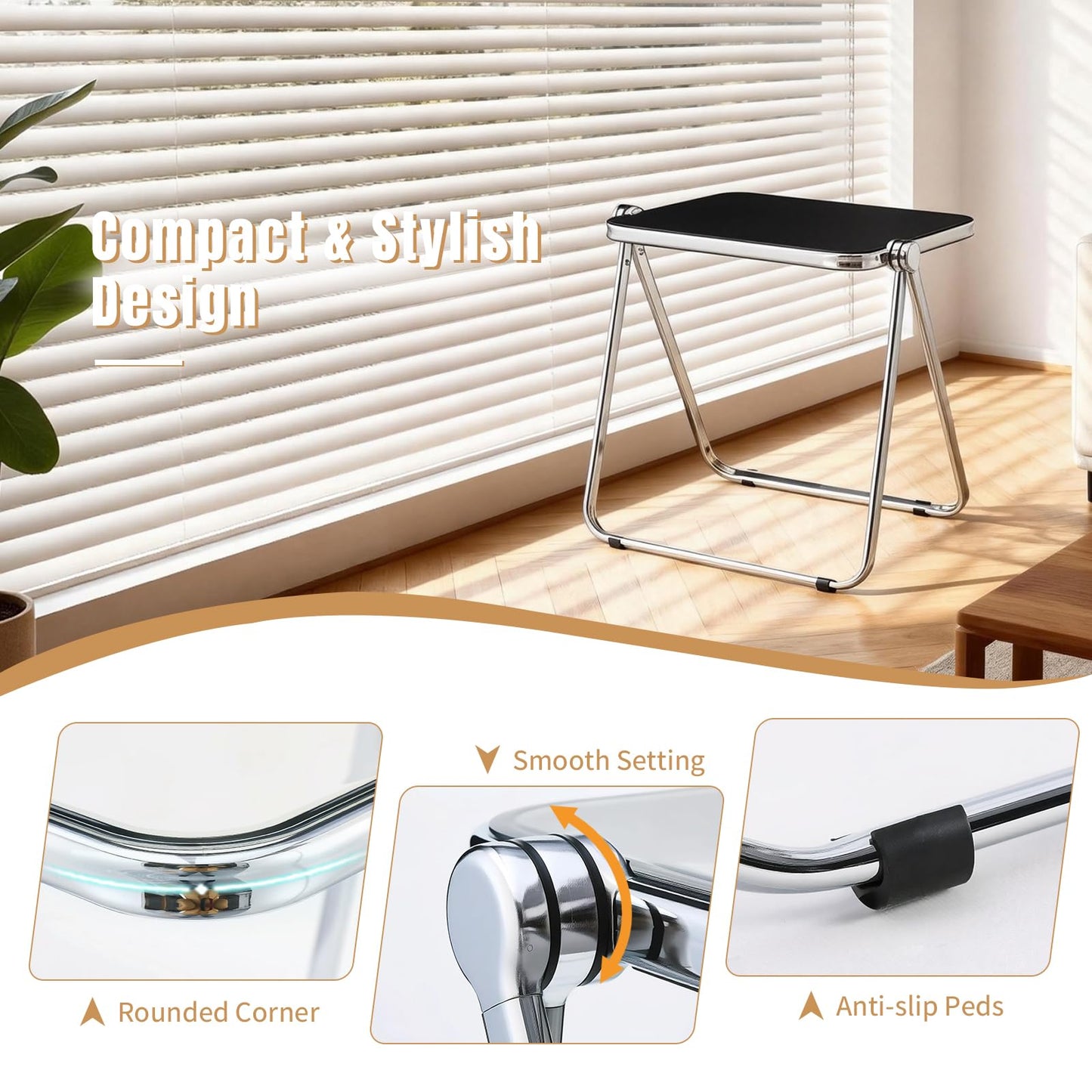 TAO ONE Acrylic Folding Table TV Tray Small Side Table - Clear