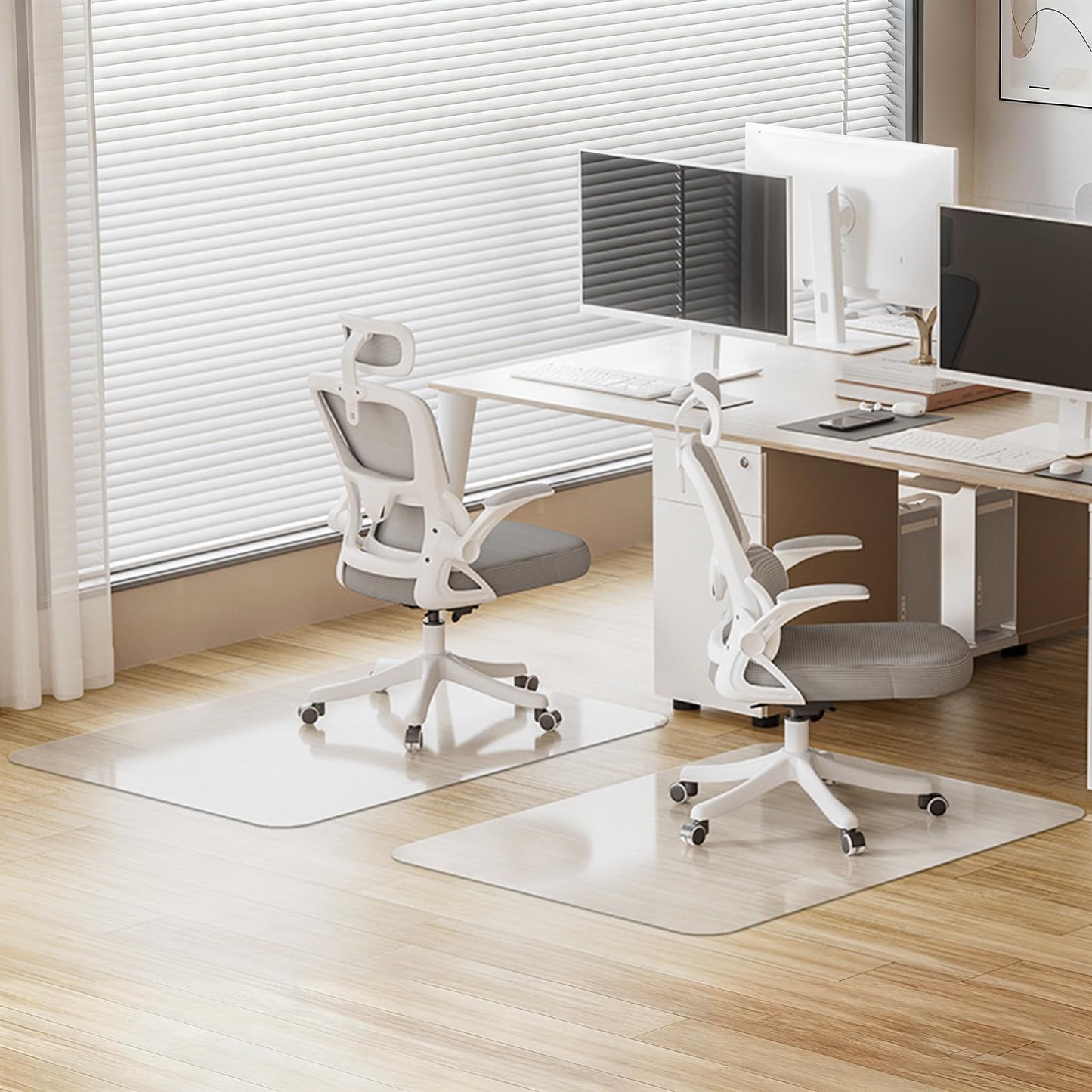 WASJOYE Office Chair Mat for Hard Floor 90x120cm, Floor Protector 1.7mm thick Gaming Chair Mat Large PVC Transparent Desk ChairMat for Home Office