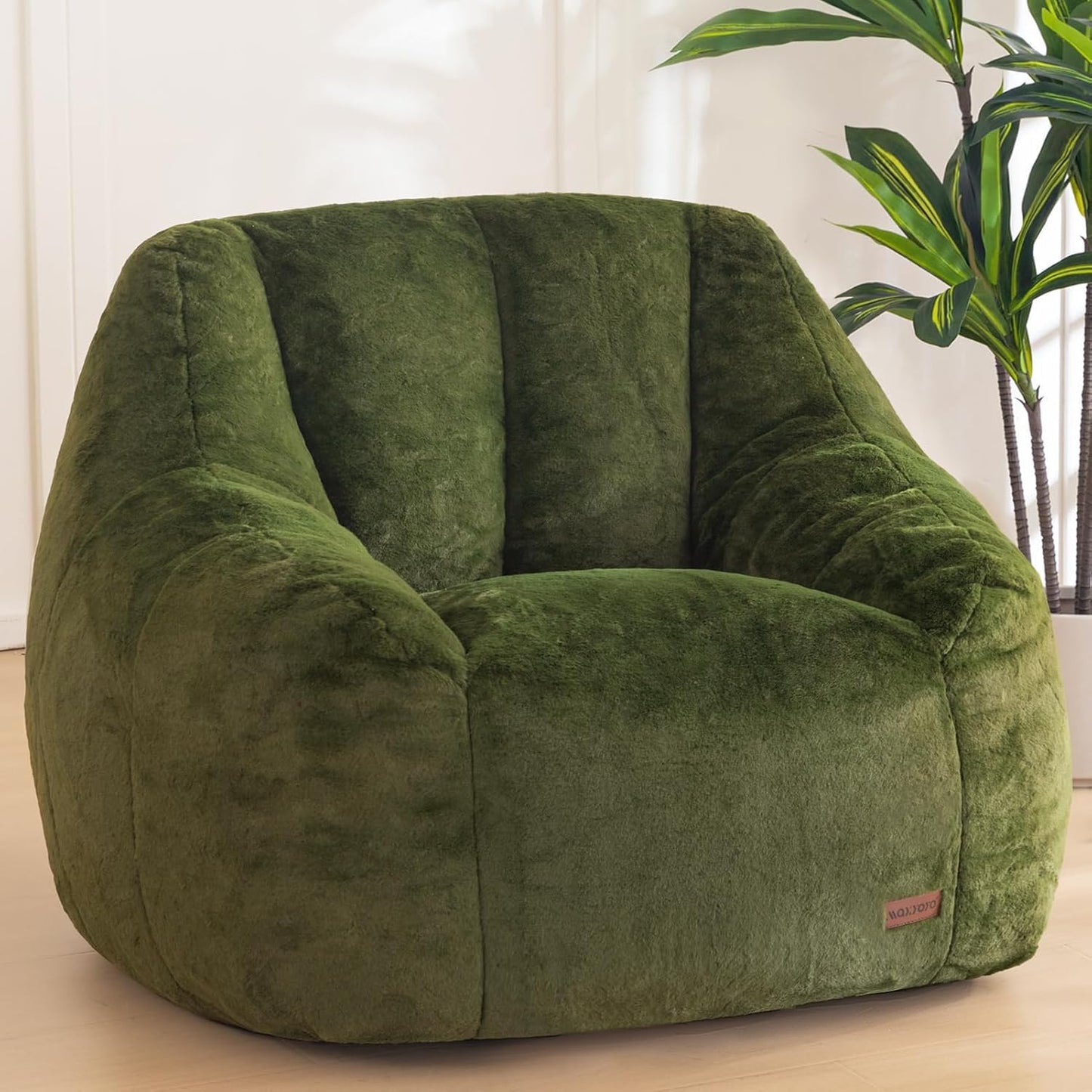 MAXYOYO Bean Bag Chair for Adults or Children, Soft Faux Fur Floor Single with Filling, Comfy Bean Bag Sofa with Back Support, Accent Chair