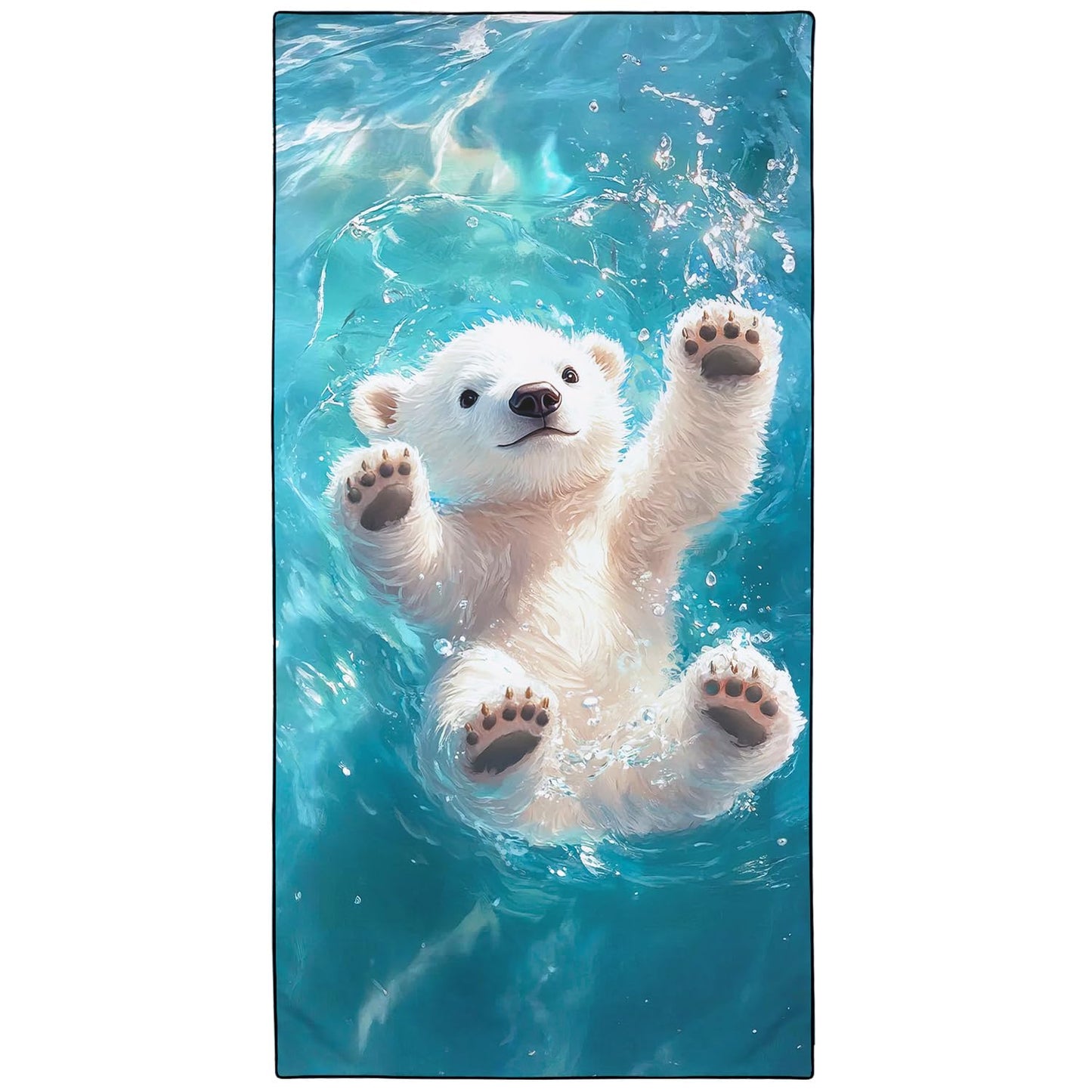 Violetpos Polar Bear Cub Beach Towel, Extra Large 180x90 cm 250GSM Microfibre, Sand Free Quick Dry