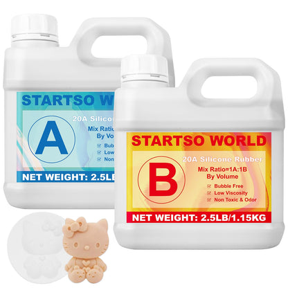 STARTSO WORLD Silicone Mold Making Kit 20A, Platinum Liquid Silicone Rubber for Mold Making, Fast Cure & Food Safe Silicone Mold Maker 80OZ, Ideal for