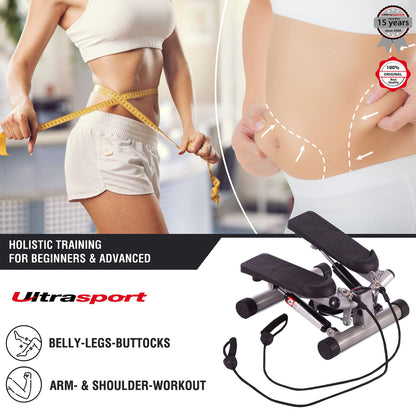 Ultrasport Swing Stepper inklusive Trainingsb?ndern / Hometrainer Stepper mit verstellbarem Widerstand und kabellosem Trainingscomputer ?