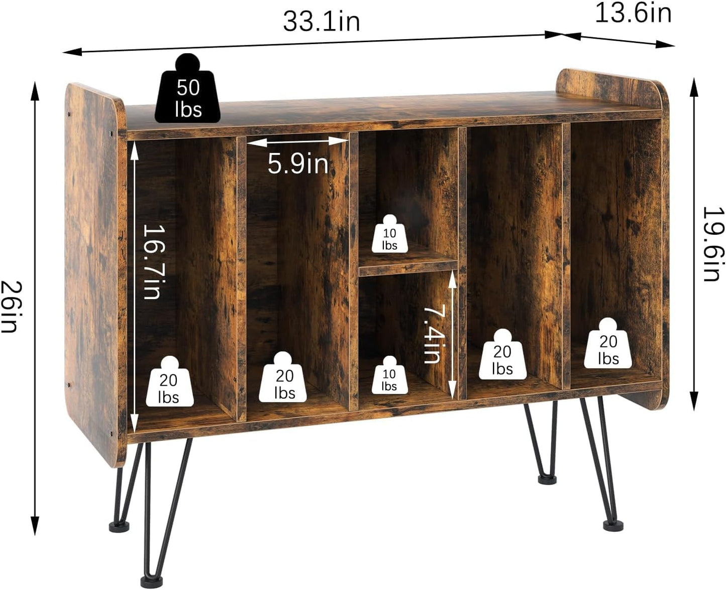 Huhote Record Player Stand, VinylRecord Storage 3 Tier End Table, Turntable Stand for Vinyl Player, RecordPlayer Table Up to 200 Albums