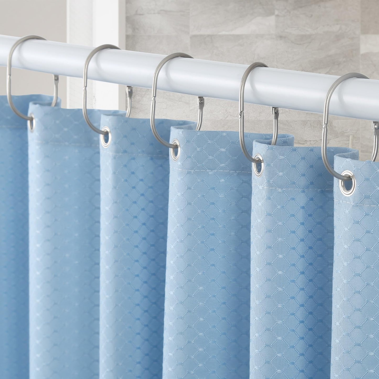 Goowin Shower Curtain Hooks, 12 Pcs Shower Curtain Rings Rust Proof Metal Oval Rings Clasp Closed Shower Curtain Rings for Bathroom Shower Rods