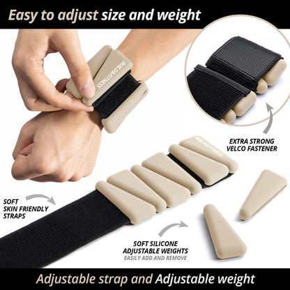Wrist & Ankle Weights, Adjustable Bands for Women & Men Workouts, Set of 2 (1lb & 2lb each/1kg & 2kg total) Running, Jogging, Yoga, Pilates, Aerobics,
