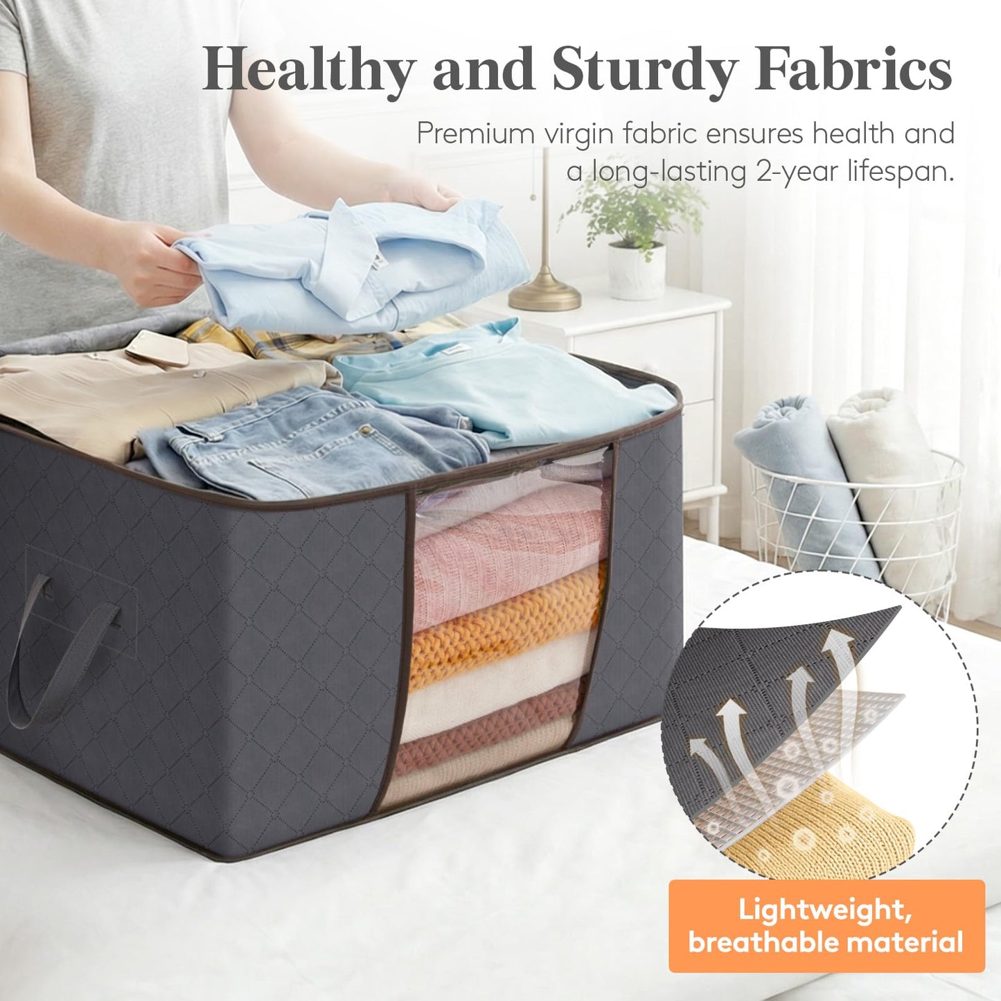 Lifewit 60L Clothes Storage Bags, Foldable Storage Box Moving Bags,3 Pack