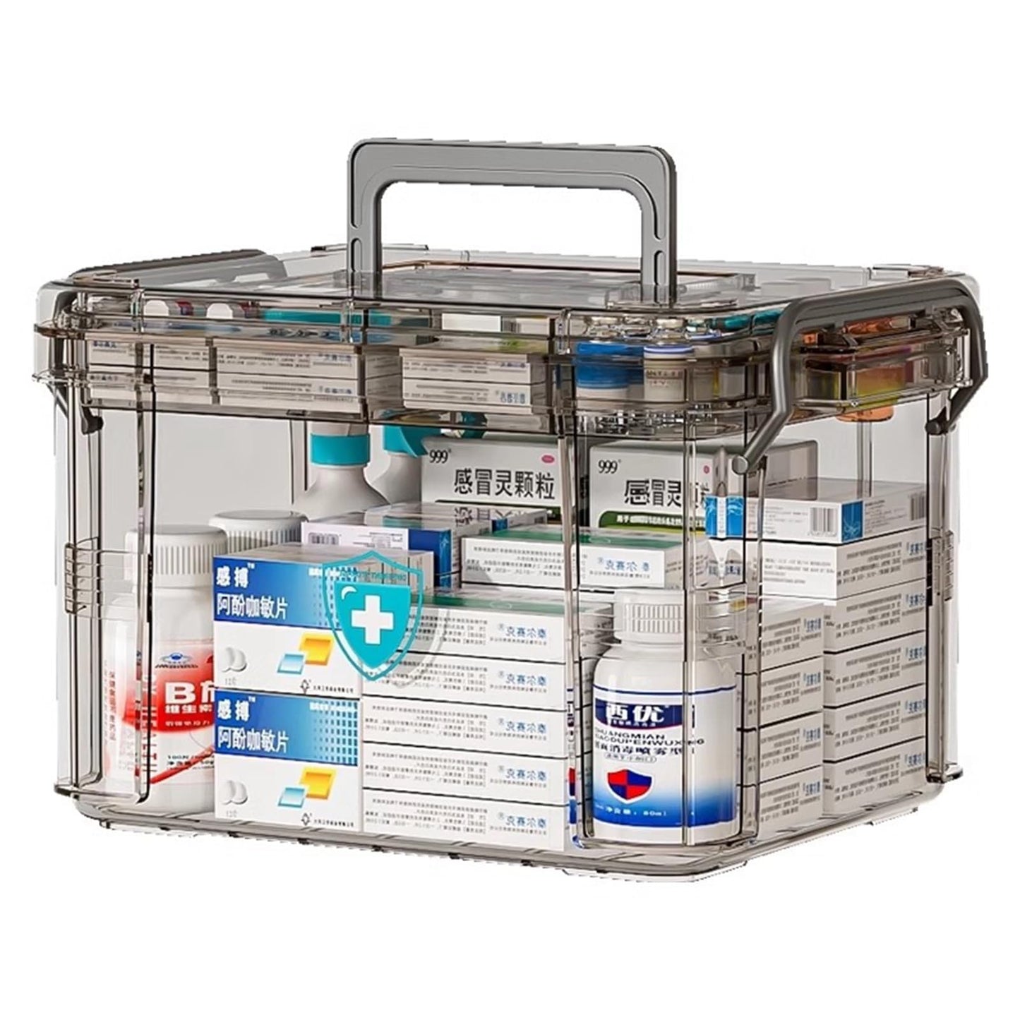 Chililon Medicine Storage Box,Household MedicineStorage Box Organiser,Double Layers Multi Grid Medicine Box,Portable with Lid Medication Storage Box