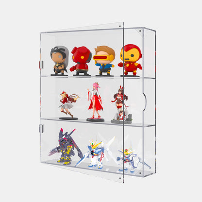 UoYeet Acrylic Display Cabinet for Both Wall Mount and Desktop Showcasing, 3 Layer Clear Display Case for Mini Toys, Pop Figurines