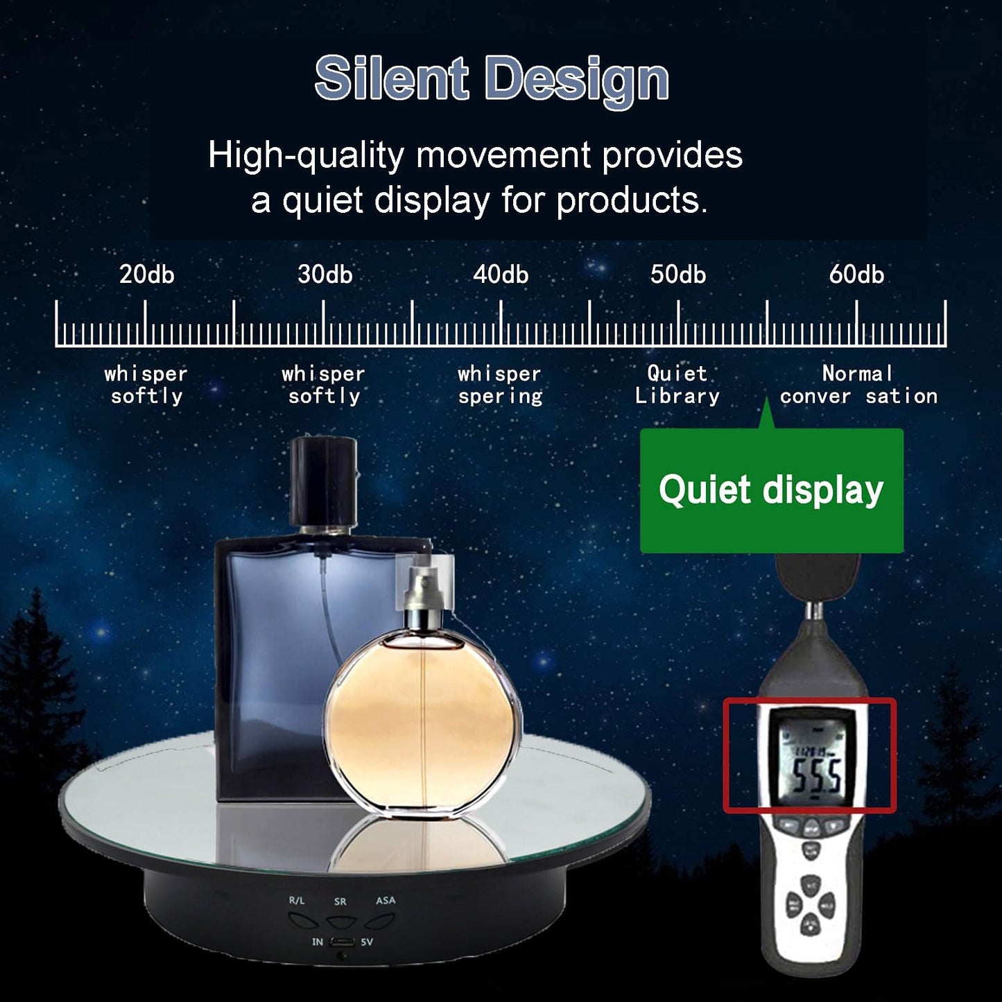 zalati Rotating Display Stand Motor-driven Turntable 360° Electric Show Pedestals with Mirror Coating for Action Figures, Photography