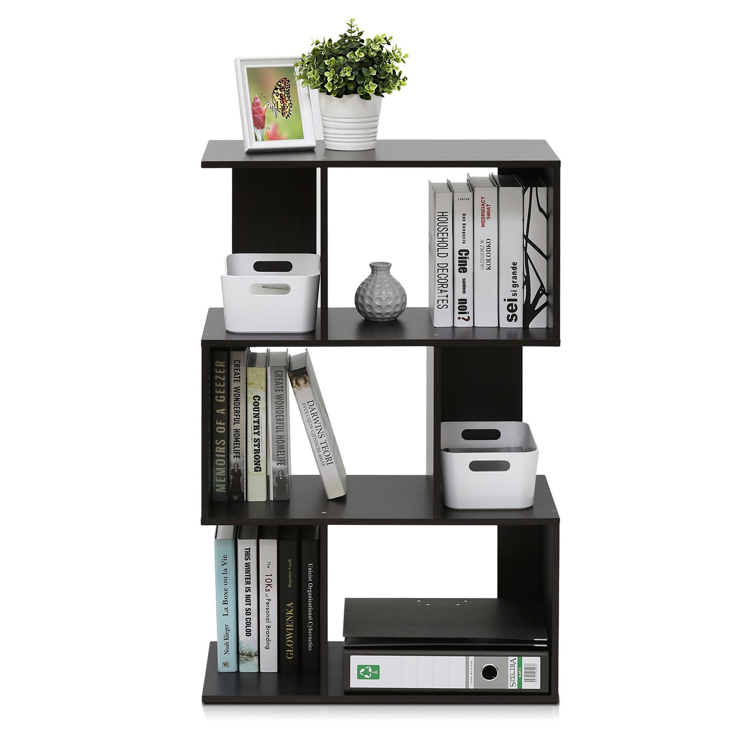 Furinno Bookcases, Wood, Expresso, one size FR16120EX, 59.99 (W) x 94.79 (H) x 30 (D) cm