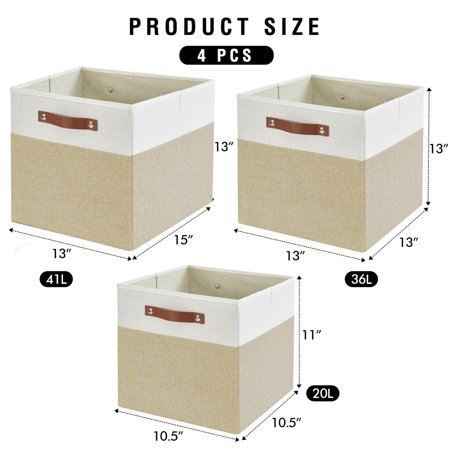 Bagnizer Collapsible Fabric Cube Storage Boxes, 33 x 38 x 33 cm, 4 Pack