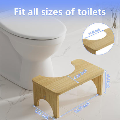 Bamboo Squatting Potty for Adult Toilet Stool, 6.5 Inch Non-Slip Toilet Poo Stool Adult, Kids Aid and Seniors, Original Simple Design