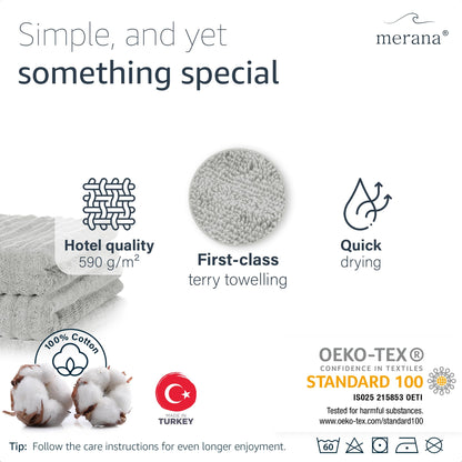 Merana OSLO towel set | quick-drying, soft & lint-free | terry luxury quality | 100% cotton terry | OEKO-TEX | 590 GSM | gift set | Light gray