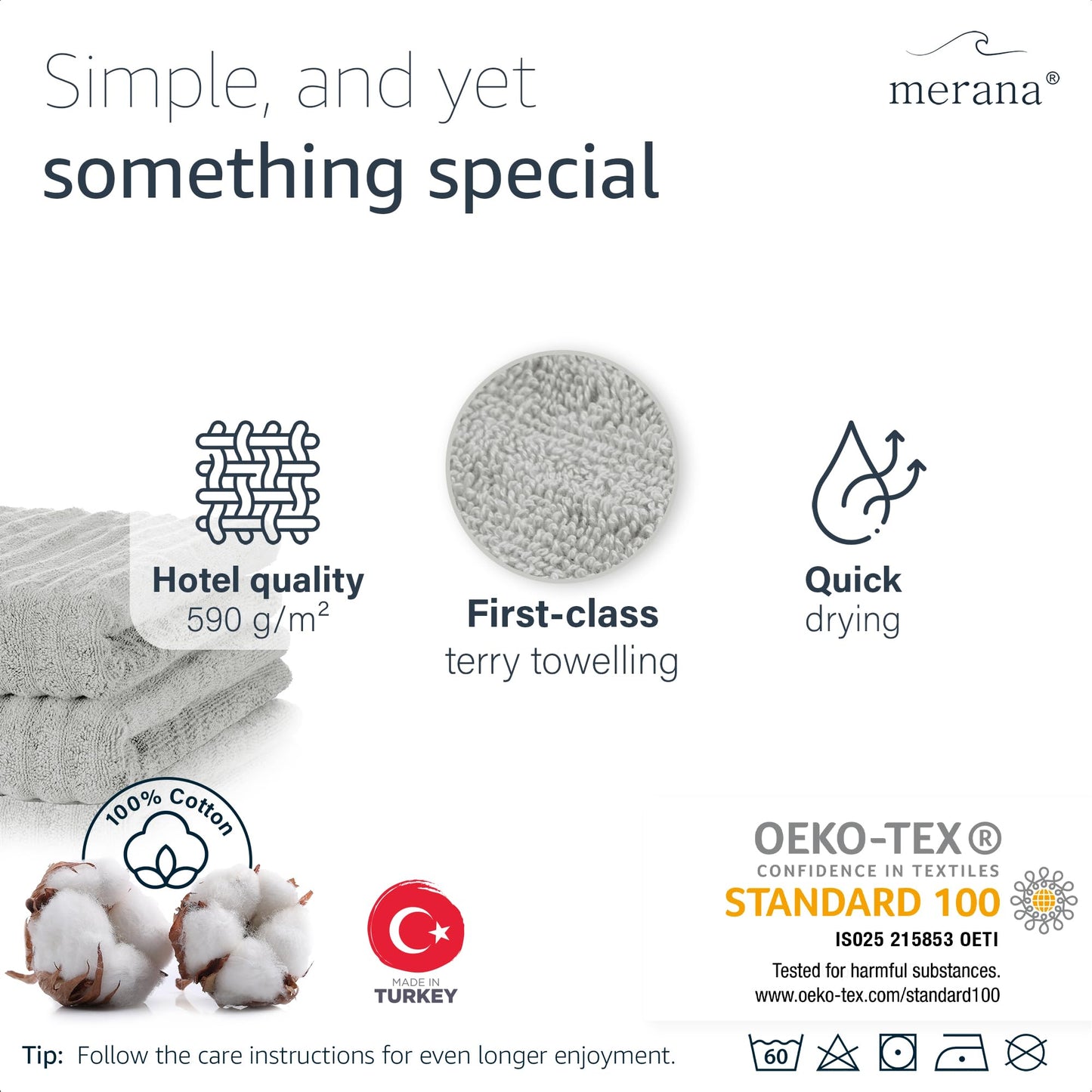 Merana OSLO towel set | quick-drying, soft & lint-free | terry luxury quality | 100% cotton terrycloth | OEKO-TEX | 590 GSM