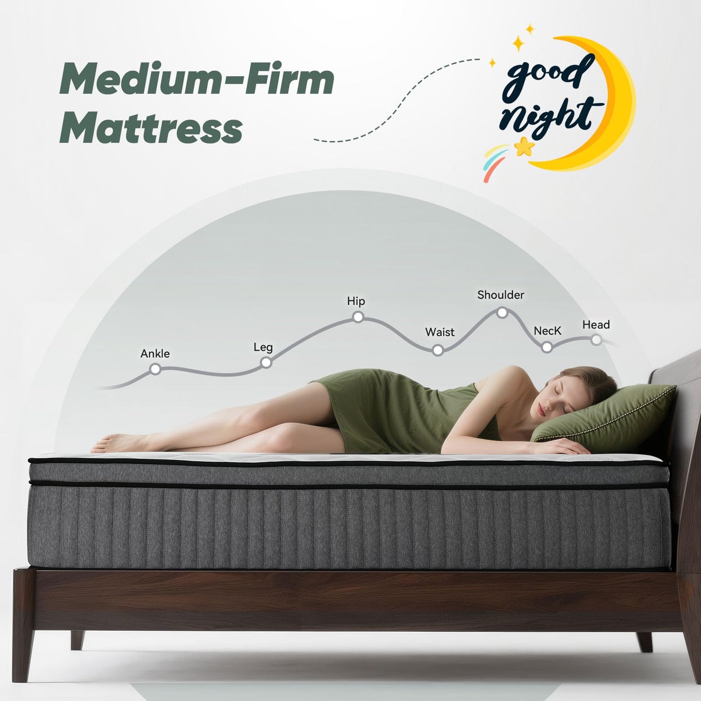 CRYREINA Single Mattress 10 Inch Hybrid Single Bed Mattress Medium Firm, Individually Pocketed Springs for Motion Isolation, Memory Foam