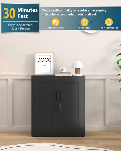 HOMSTEEL Storage Cabinet, Metal Locking Garage Cabinet, Office Cabinet with Adjustable Shelves, Cupboards for Office, Garage and Utility Room