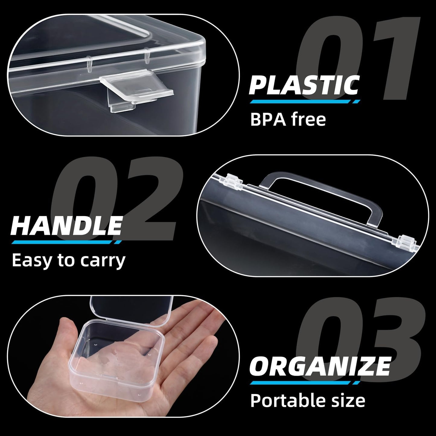 Bead Storage Box, Small Storage Box with Lid, Transparent Bead Organiser